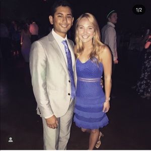 Royal blue lace mini dress